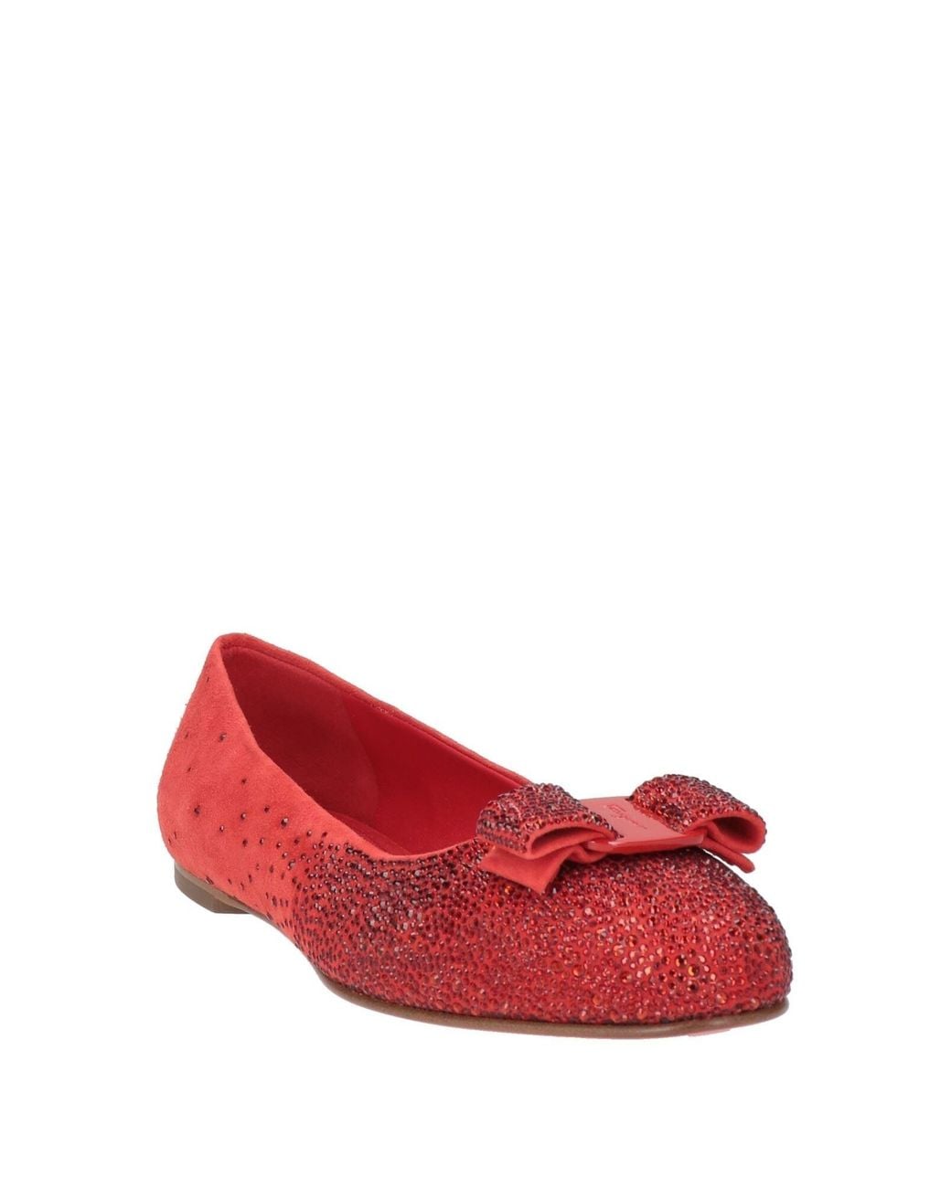 Ferragamo Red Ballet Flats Leather