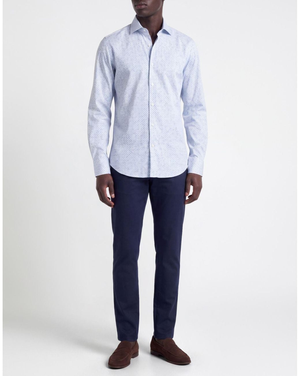 Ghirardelli Blue Shirt Cotton, Elastane for men