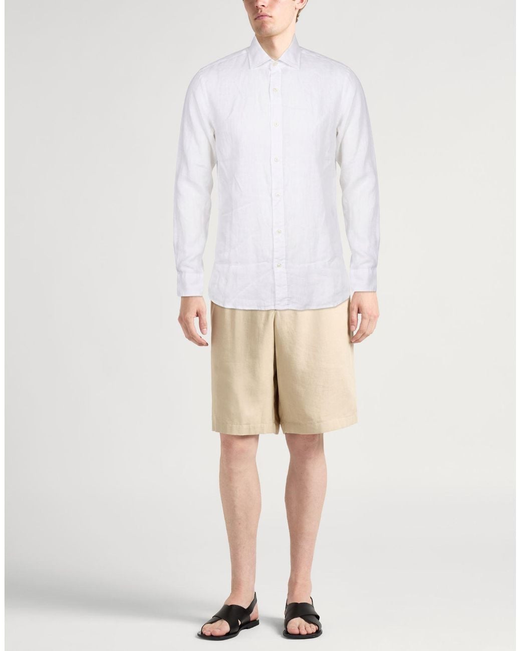 120% Lino White Shirt Linen for men