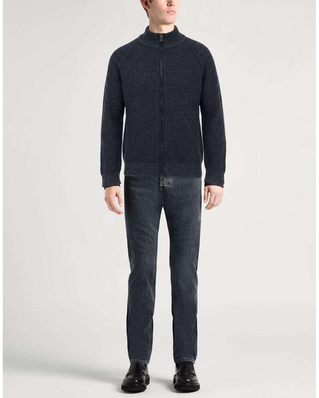 Moorer Blue Midnight Cardigan Wool, Cashmere for men