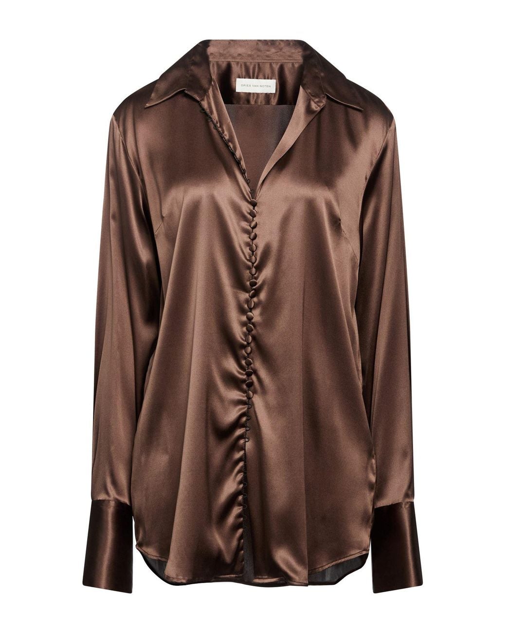 Dries Van Noten Brown Shirt Silk, Elastane