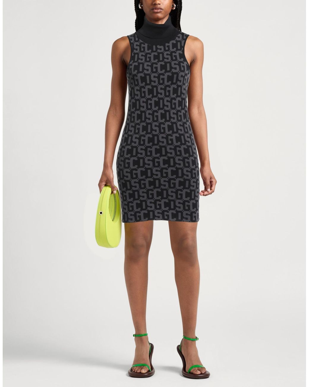 Gcds Black Mini Dress Polyamide