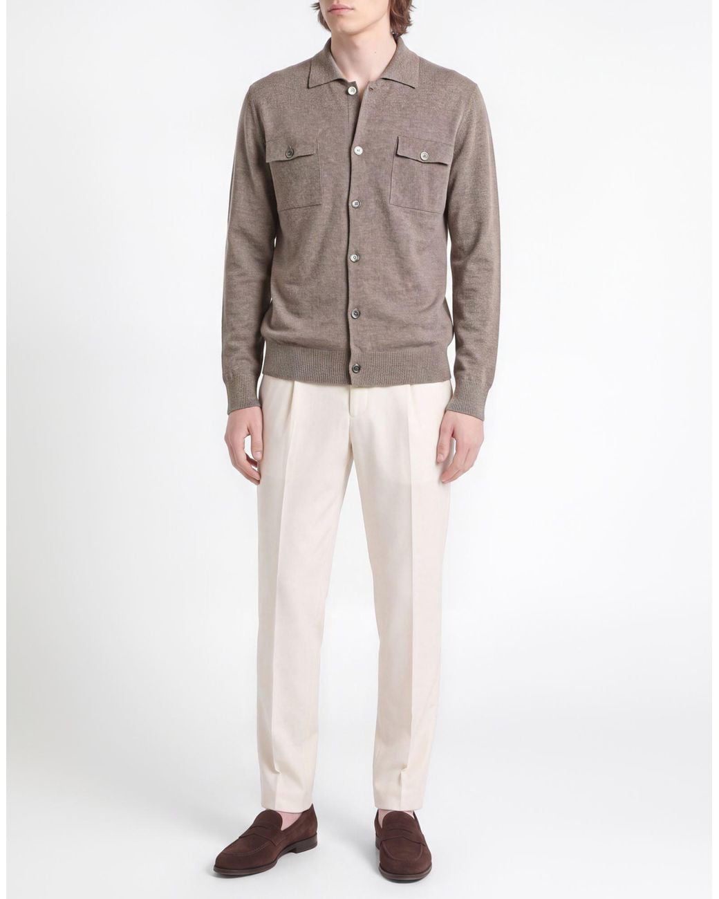 Alpha Studio Brown Cardigan Wool for men