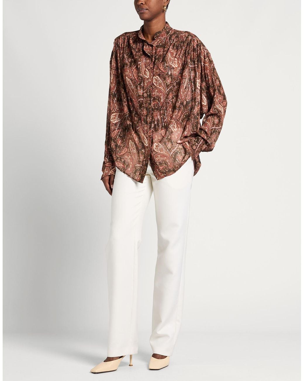 ANDAMANE Brown Dark Shirt Viscose, Silk, Metal Fiber