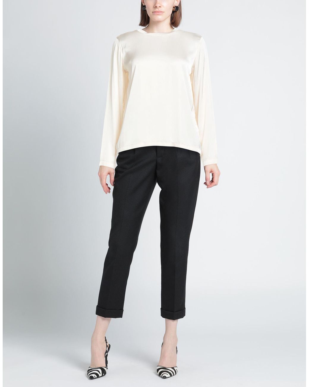B.yu White Cream Top Viscose, Elastane