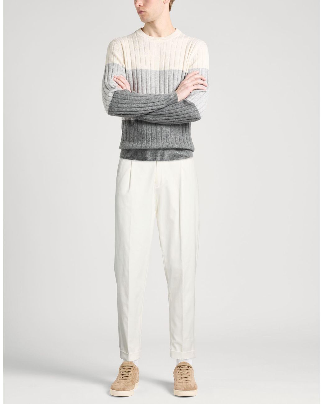 Paolo Pecora White Pants Cotton, Elastane for men