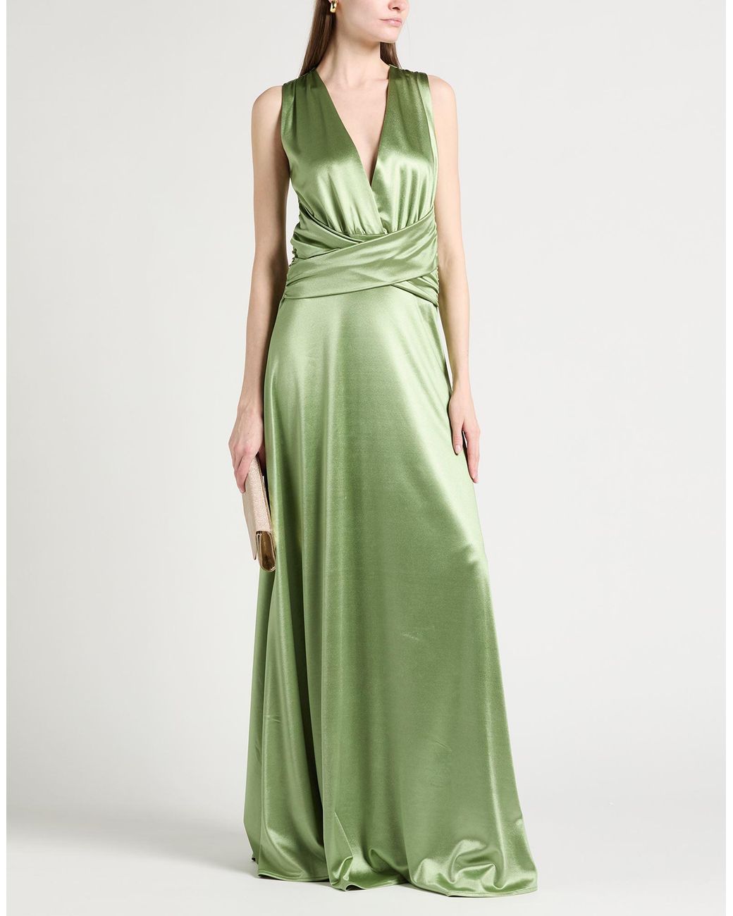 Siste's Green Maxi Dress Polyester, Elastane