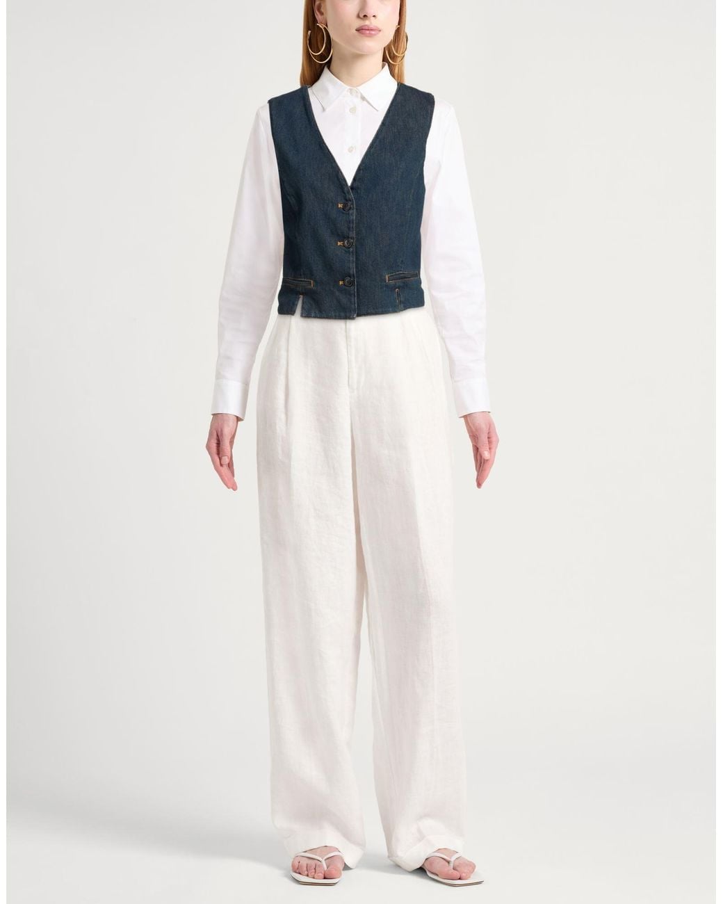 Twinset Blue Tailored Vest Cotton