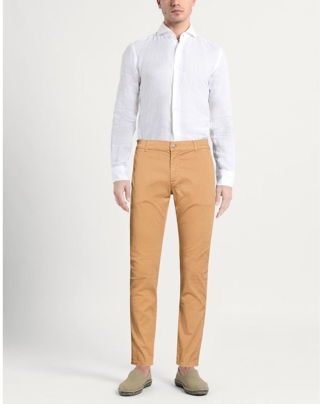 Daniele Alessandrini Natural Camel Pants Cotton, Elastane for men