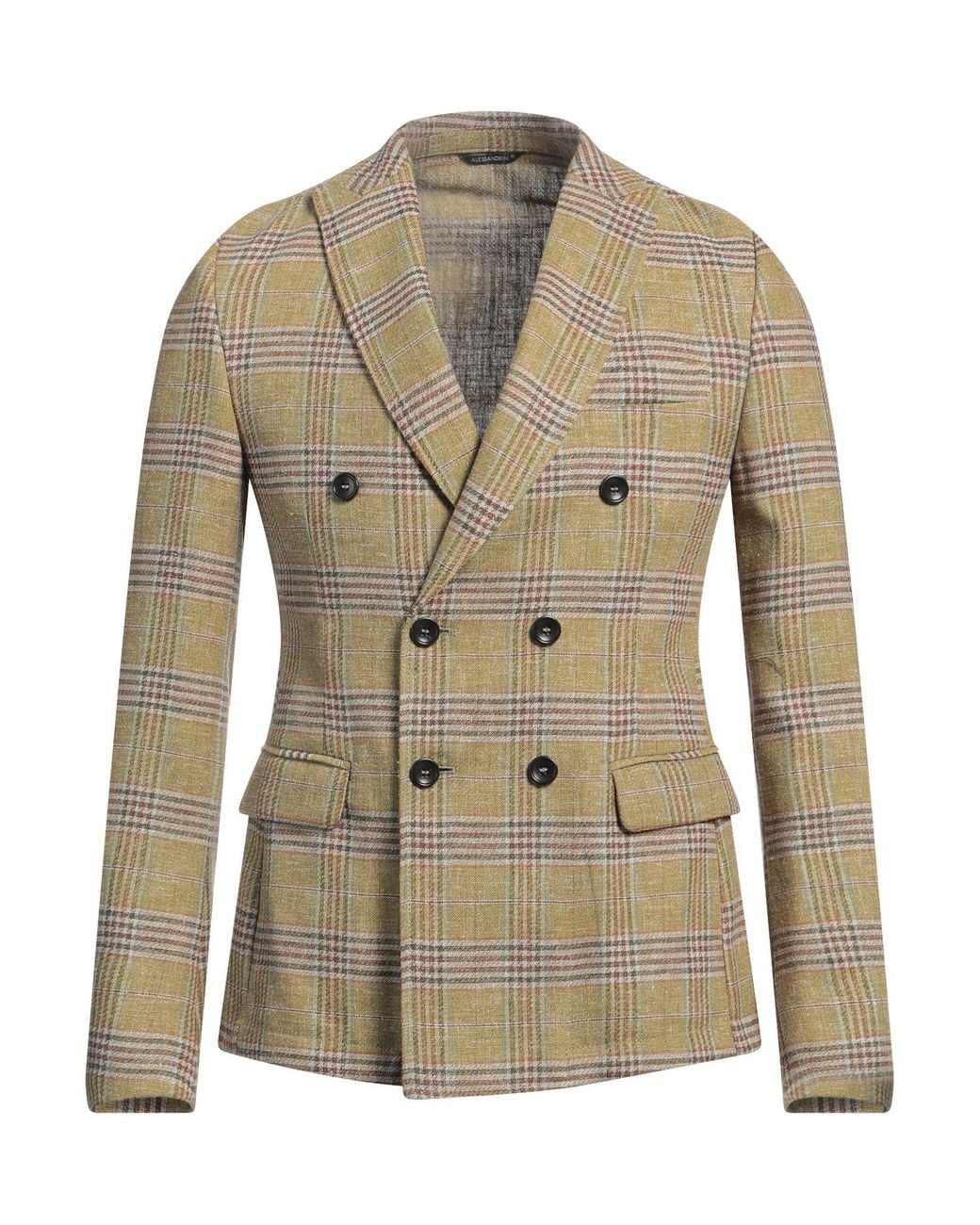 Daniele Alessandrini Green Blazer Polyester, Linen for men