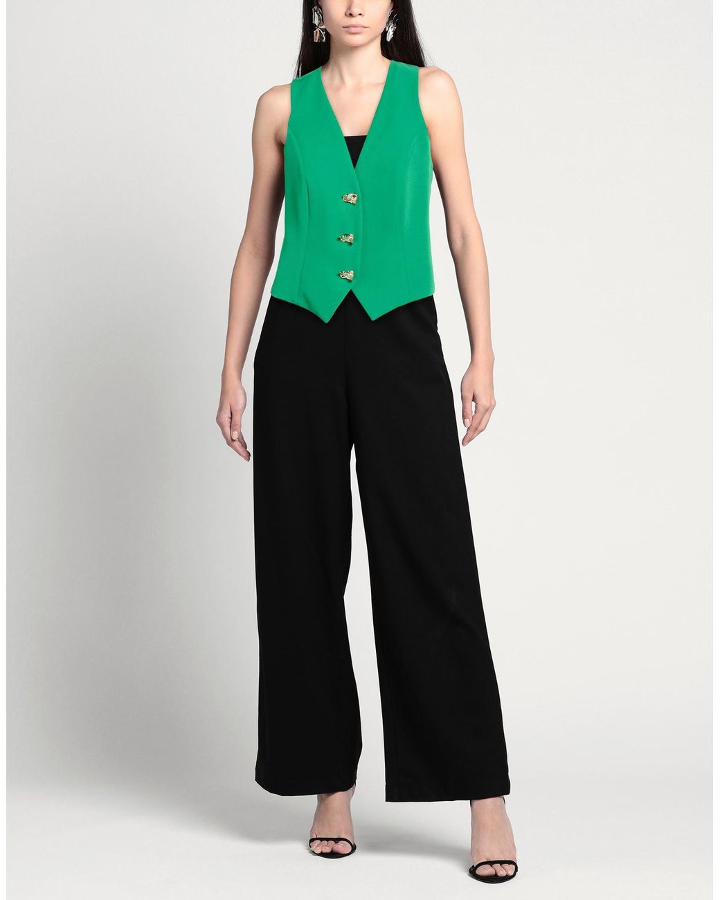 alma sanchez Green Tailored Vest Recycled Polyester, Elastane