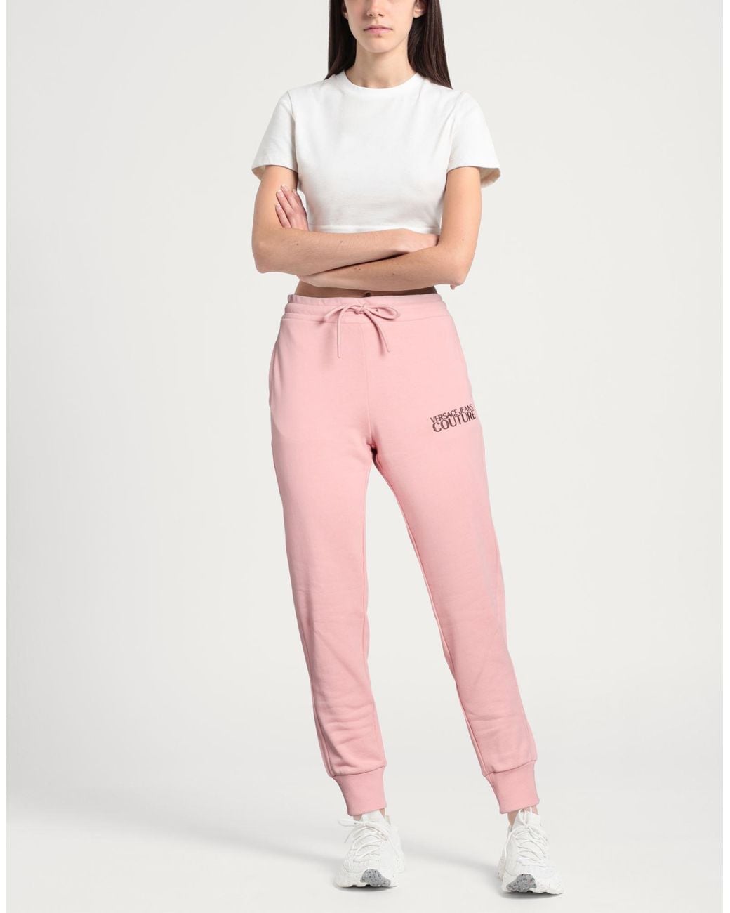 Versace Jeans Couture Pink Pants Cotton, Elastane