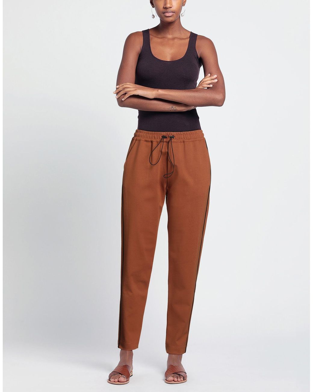 SOHO-T Brown Camel Pants Viscose, Polyamide, Elastane