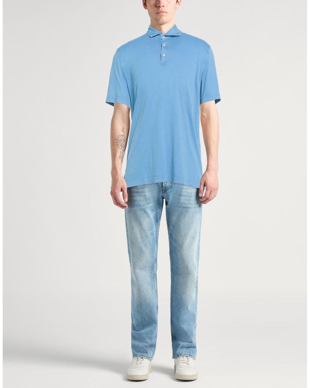 Fedeli Blue Polo Shirt Organic Cotton for men