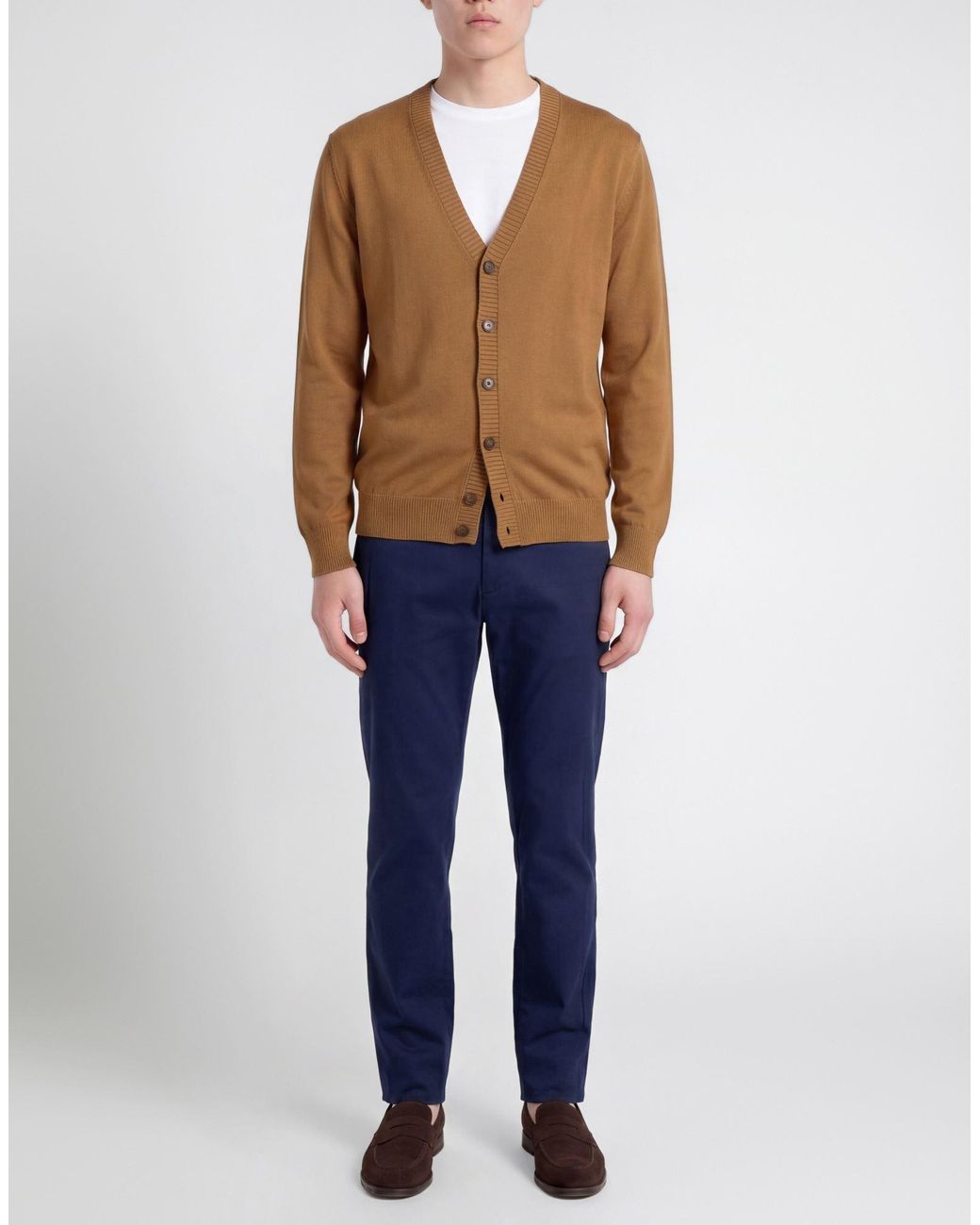 Gran Sasso Brown Cardigan Virgin Wool, Viscose, Cashmere for men