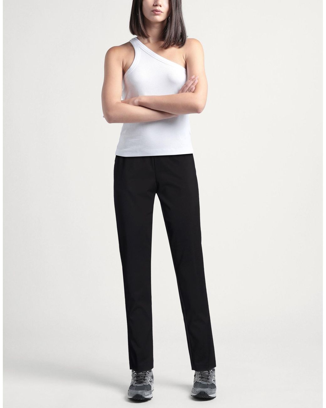 ERMANNO FIRENZE Black Pants Cotton, Polyamide, Elastane