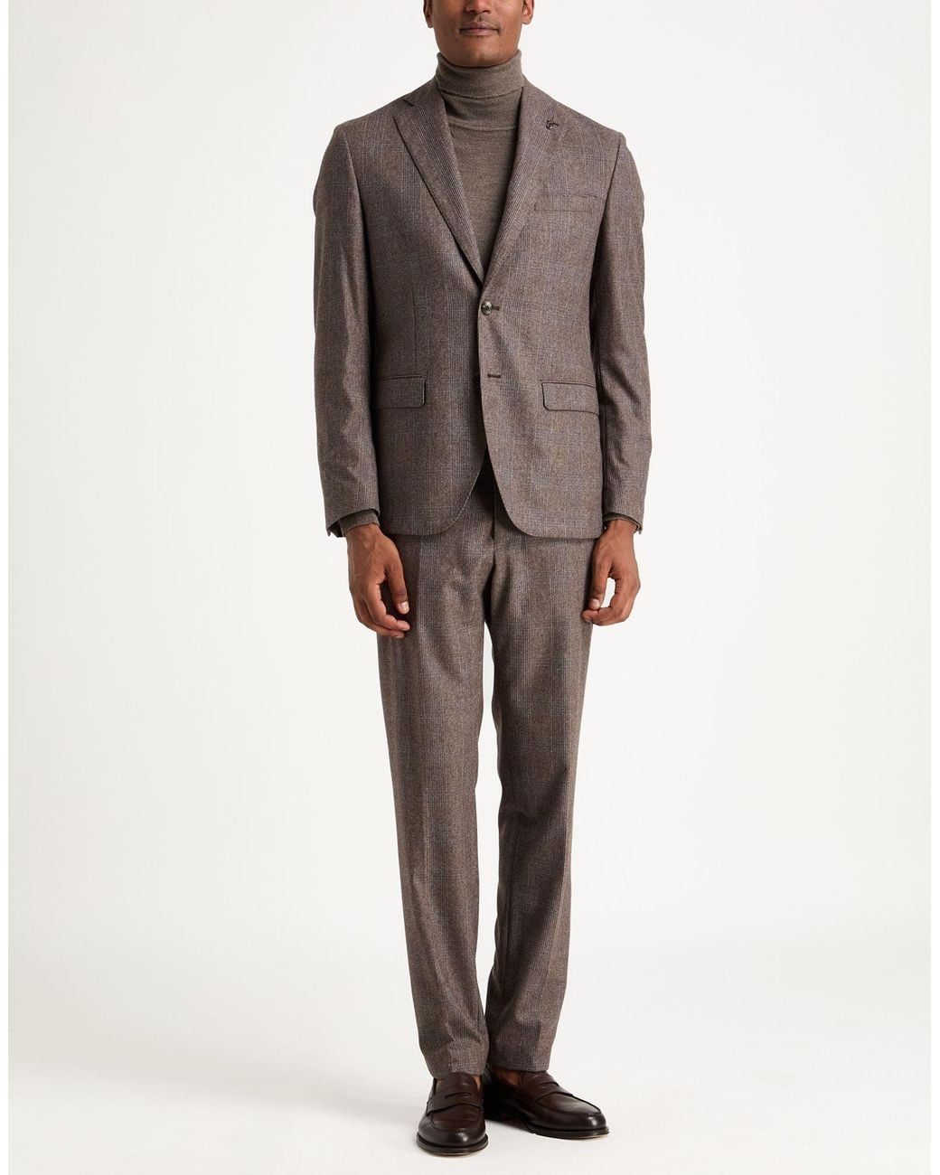 Paoloni Brown Suit Wool, Virgin Wool, Elastane for men