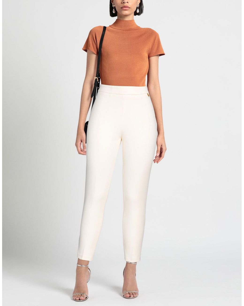 Toy G. White Ivory Pants Polyester, Elastane