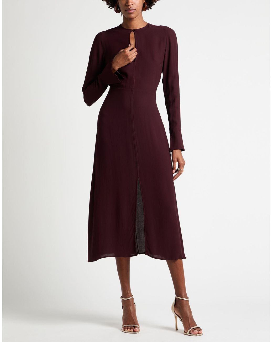 Semicouture Purple Plum Midi Dress Viscose