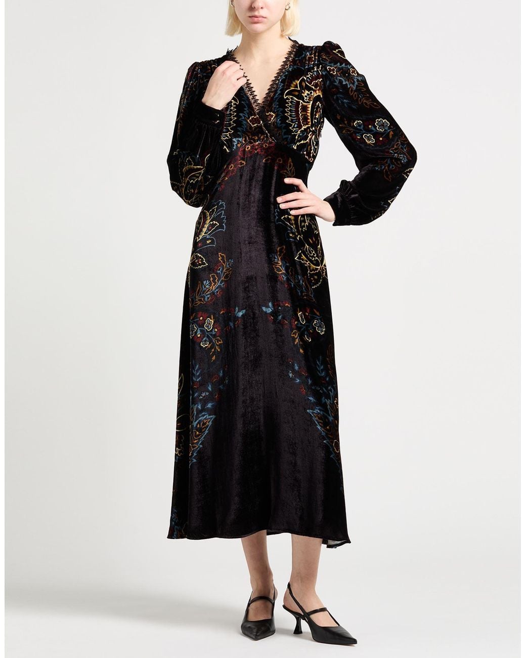 Etro Black Midi Dress Viscose, Silk, Cotton, Polyester