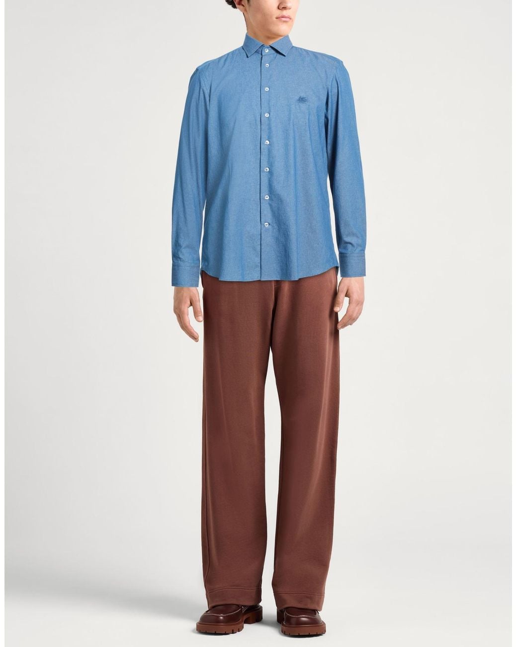 Etro Blue Denim Shirt Cotton for men
