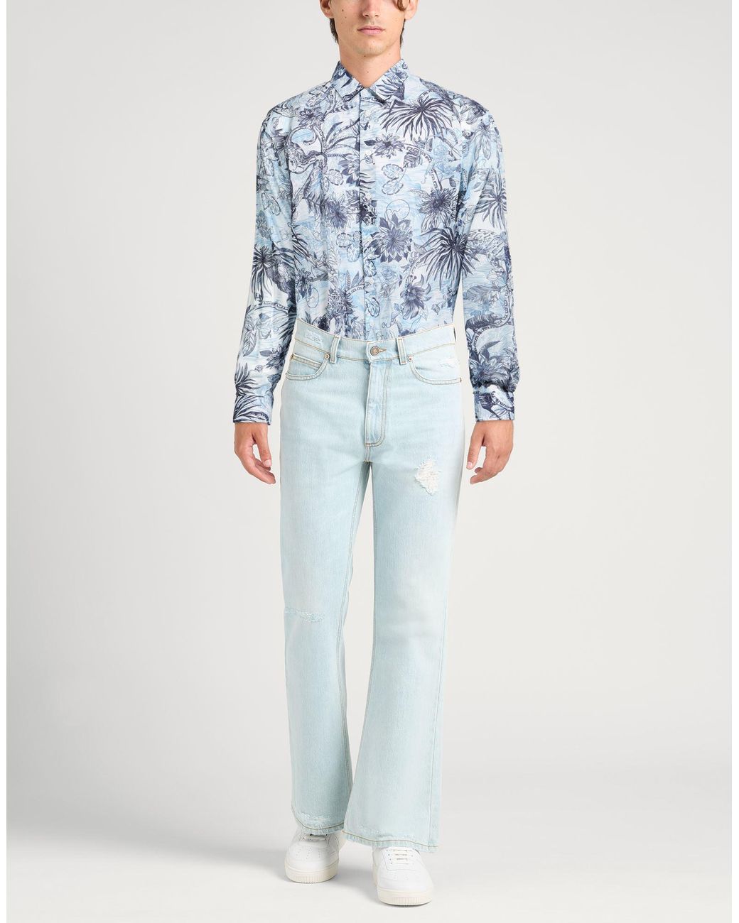 Just Cavalli Blue Shirt Cotton for men