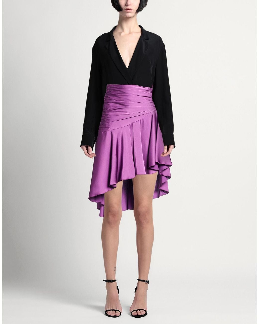 W Les Femmes By Babylon Purple Midi Skirt Polyamide