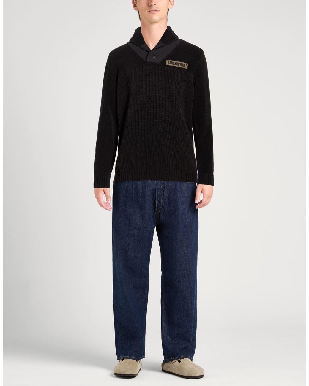 Aeronautica Militare Black Sweater Cotton for men