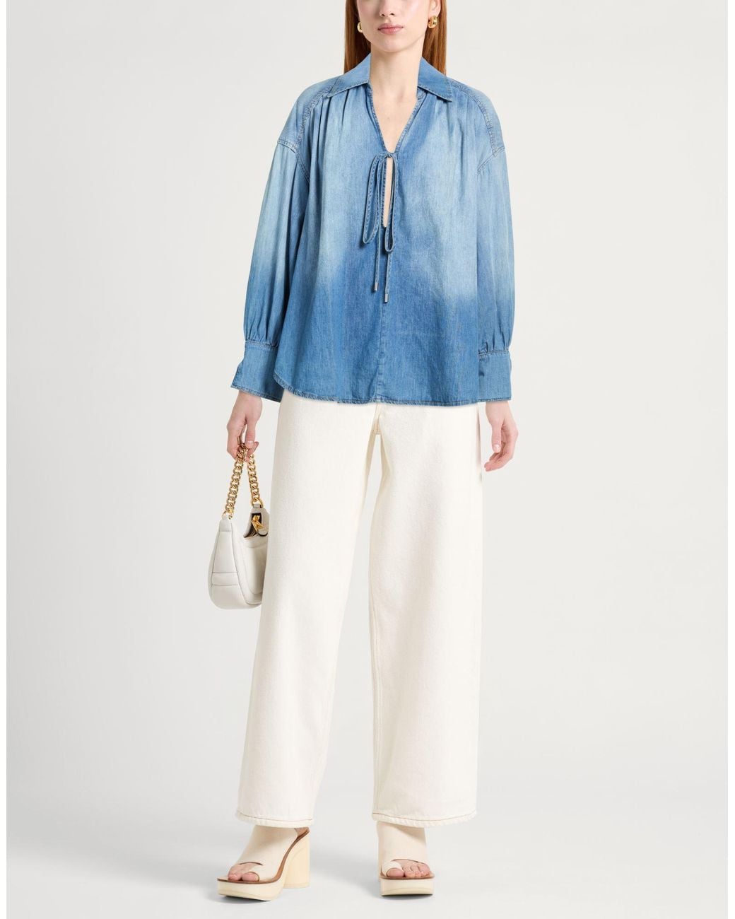 Pinko Blue Denim Shirt Cotton