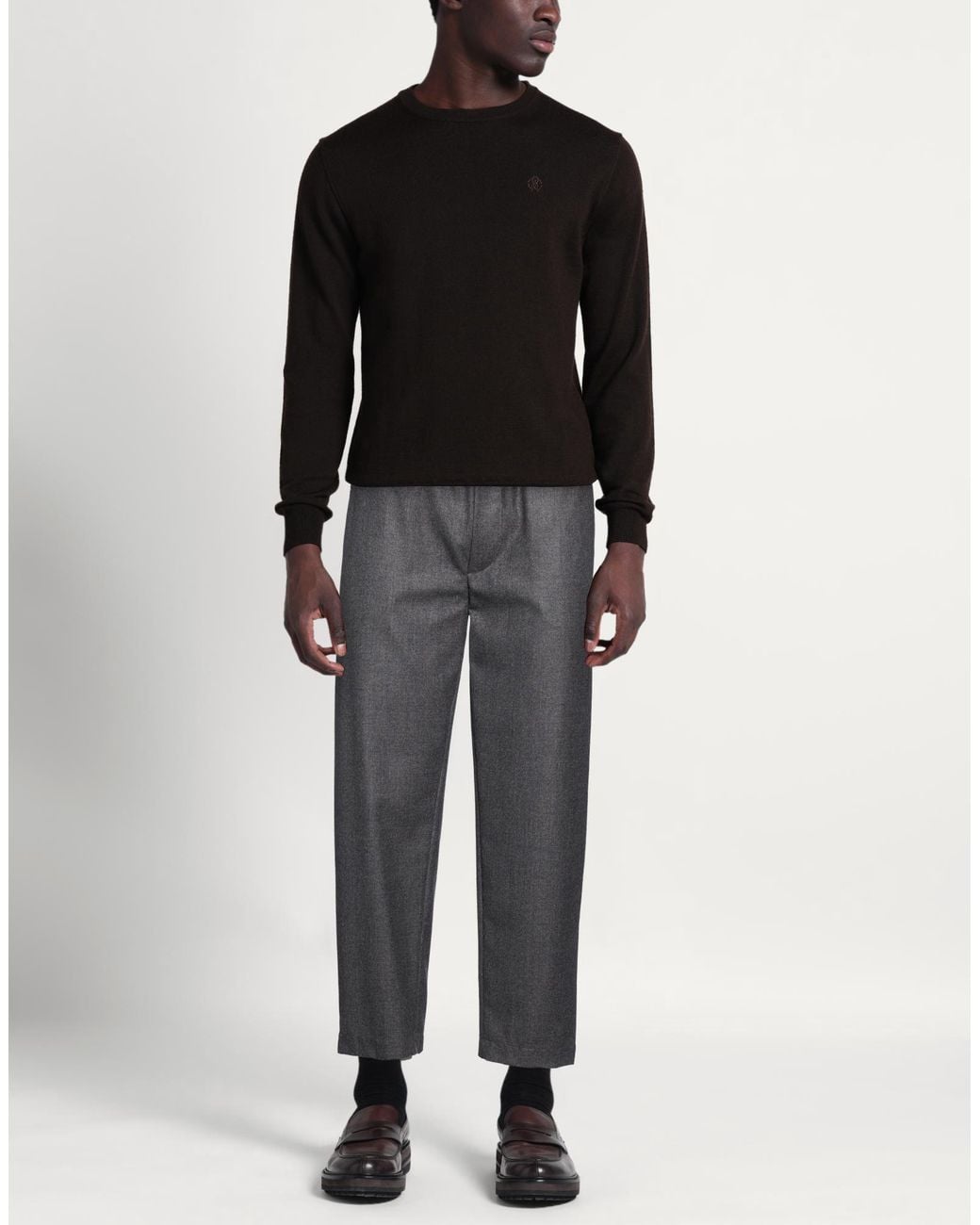 Aion Gray Charcoal Pants Virgin Wool, Cashmere for men