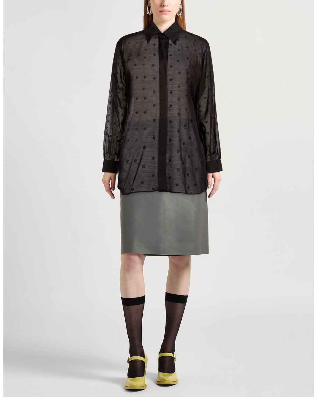 Fendi Black Shirt Silk, Wool