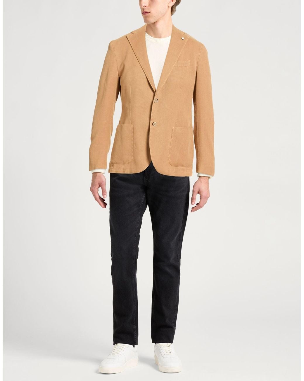 L.b.m. 1911 Natural Camel Blazer Cotton, Ramie for men