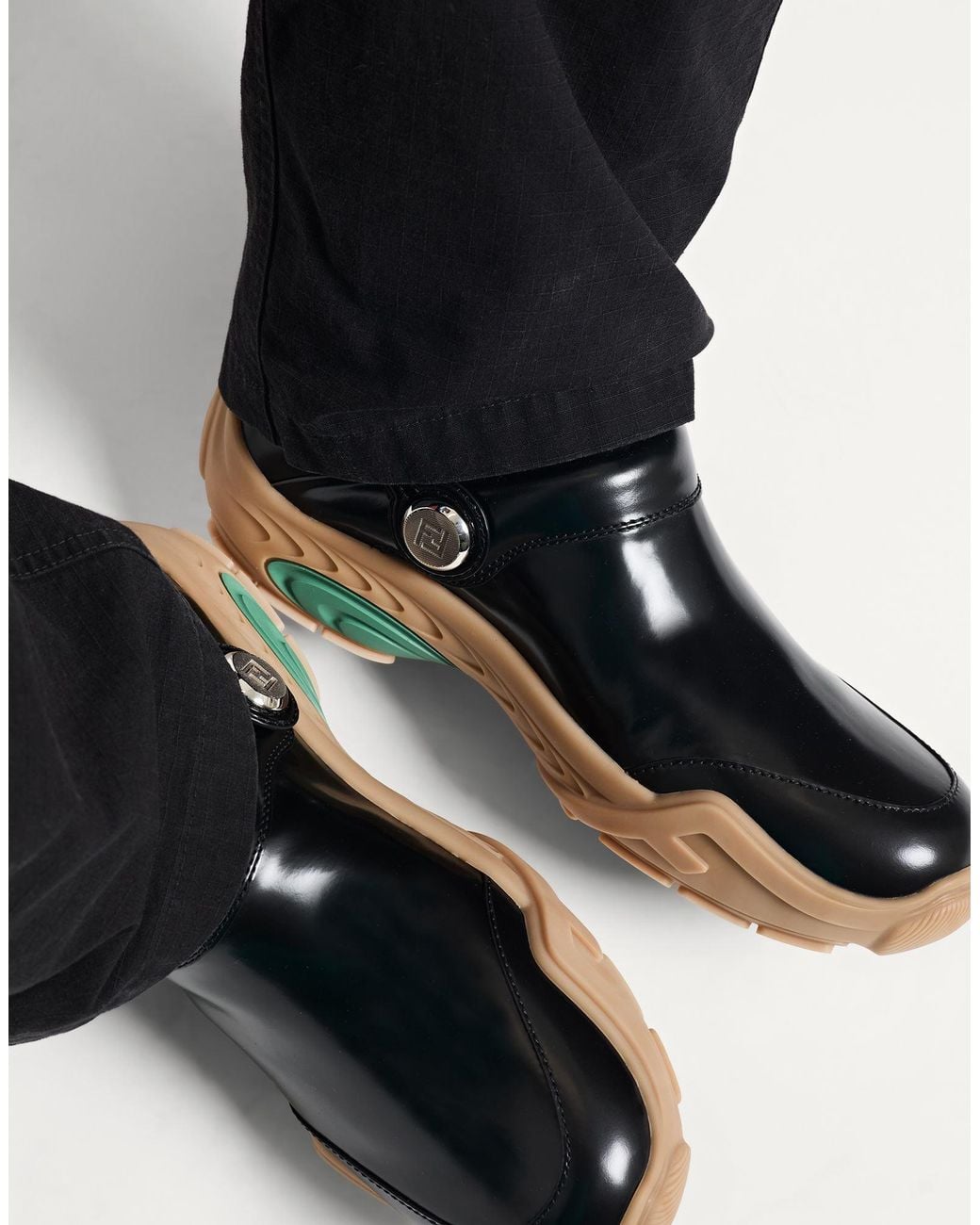 Fendi Black Mules & Clogs Leather for men