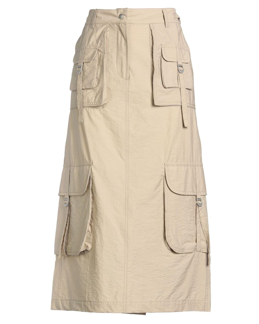 Acne Natural Midi Skirt Cotton, Nylon
