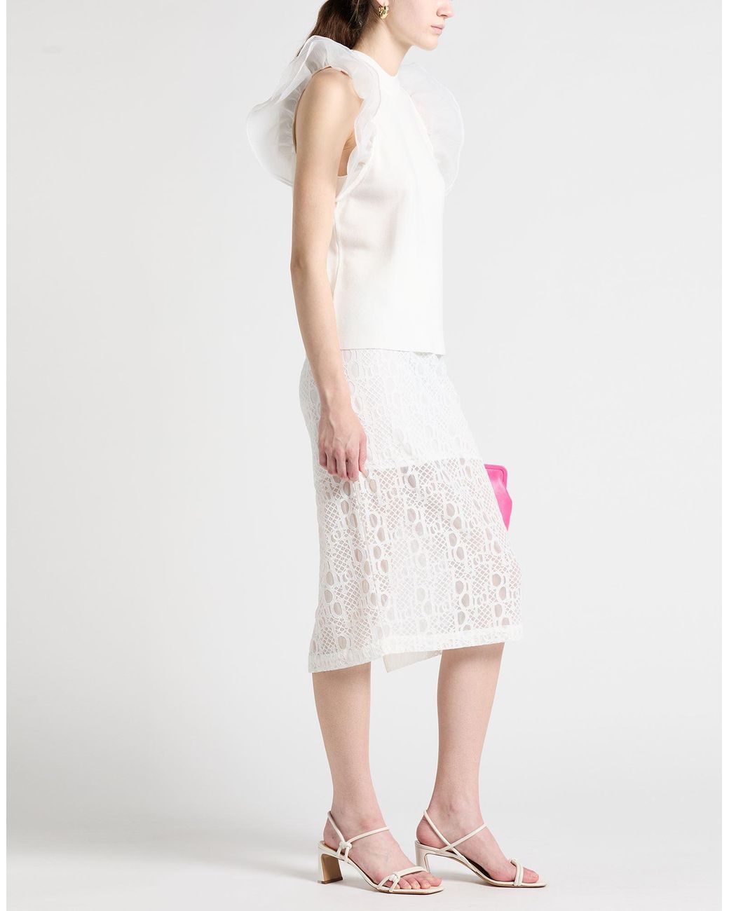 Pinko White Midi Skirt