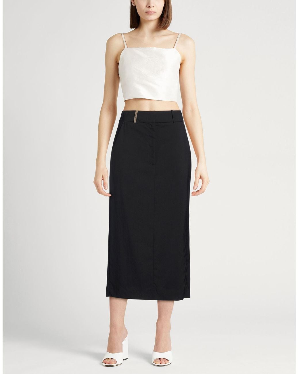 Peserico Black Midi Skirt Virgin Wool, Elastane