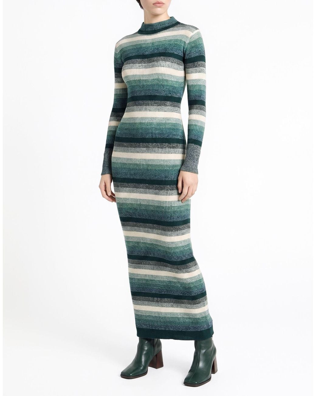 Roberto Collina Green Maxi Dress Merino Wool