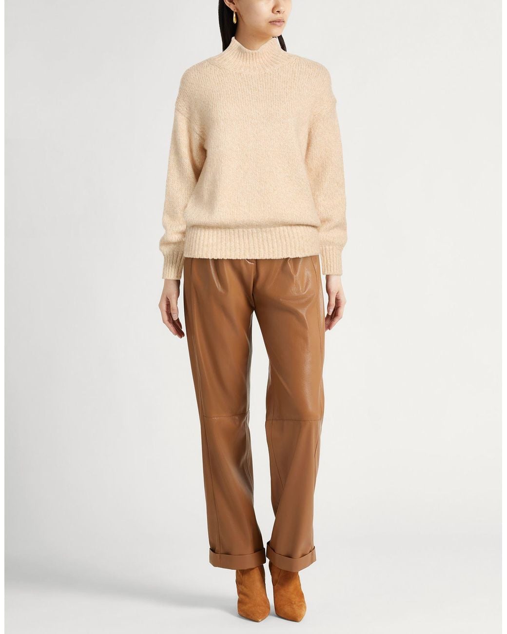 Eleventy Natural Turtleneck Wool, Cashmere, Mohair Wool, Silk, Metal Fiber