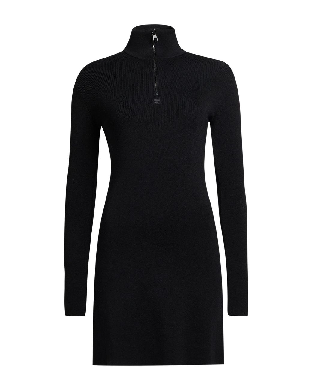 Courreges Black Mini Dress Merino Wool
