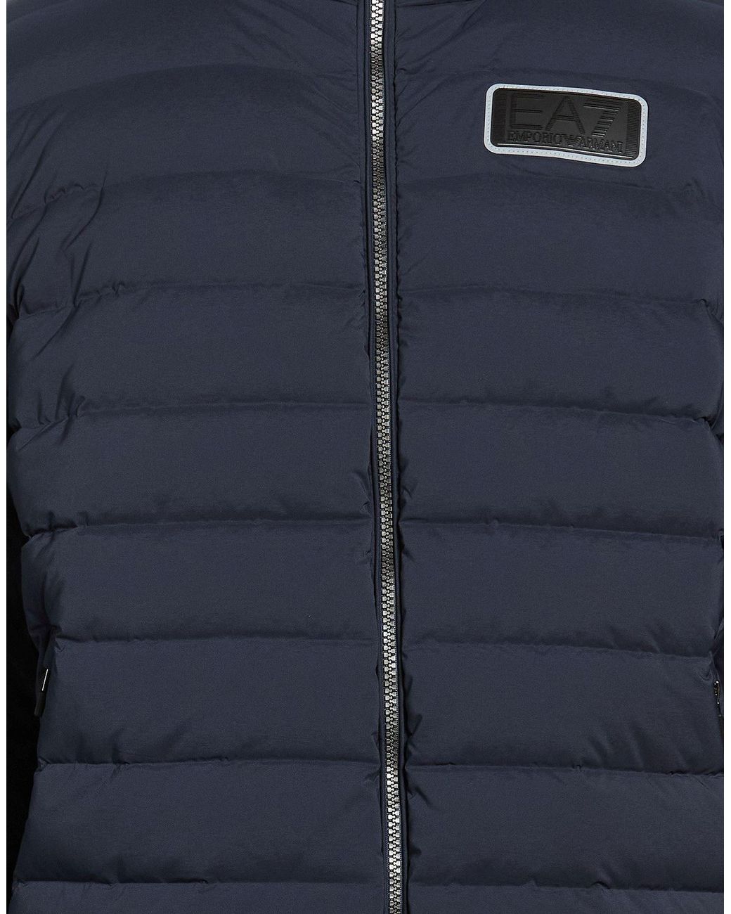 EA7 Blue Midnight Puffer Polyester, Elastane for men