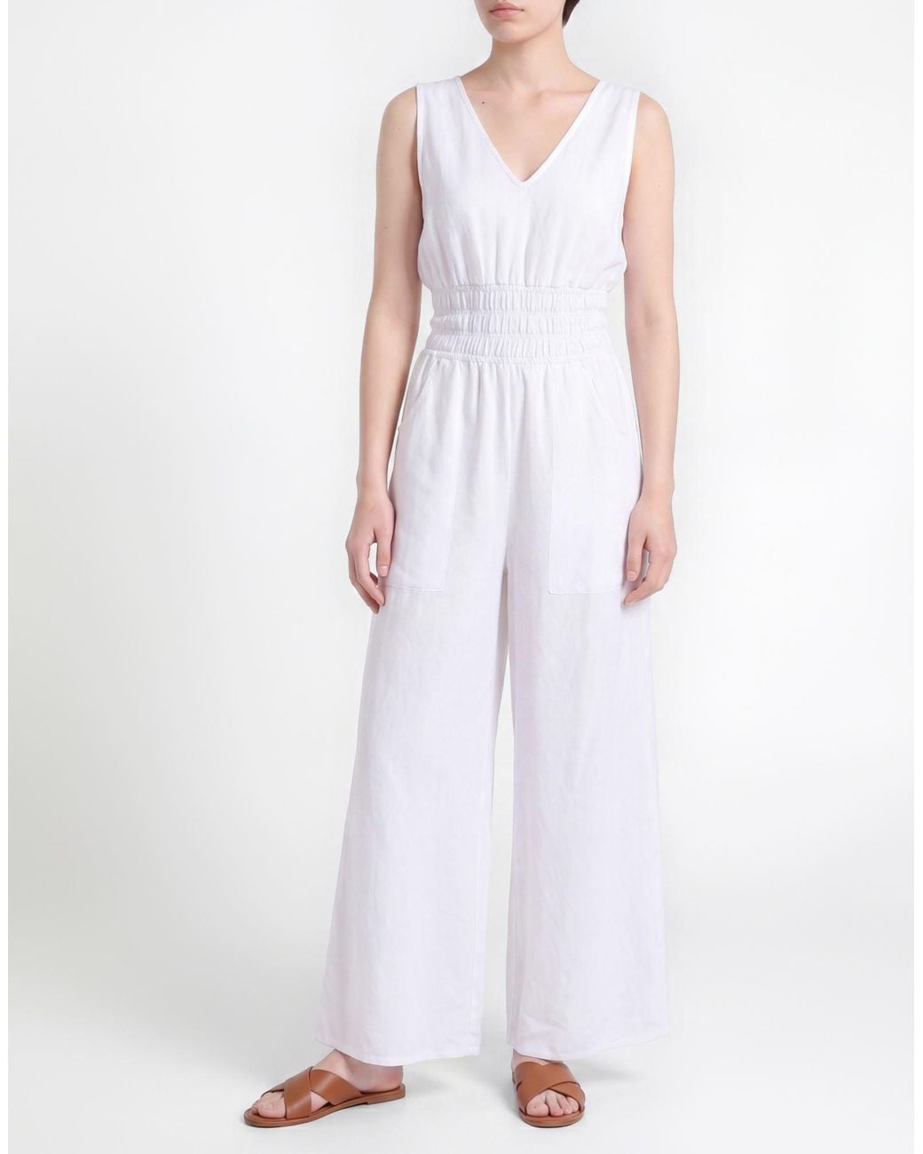 ALESSIA SANTI White Jumpsuit Viscose, Linen