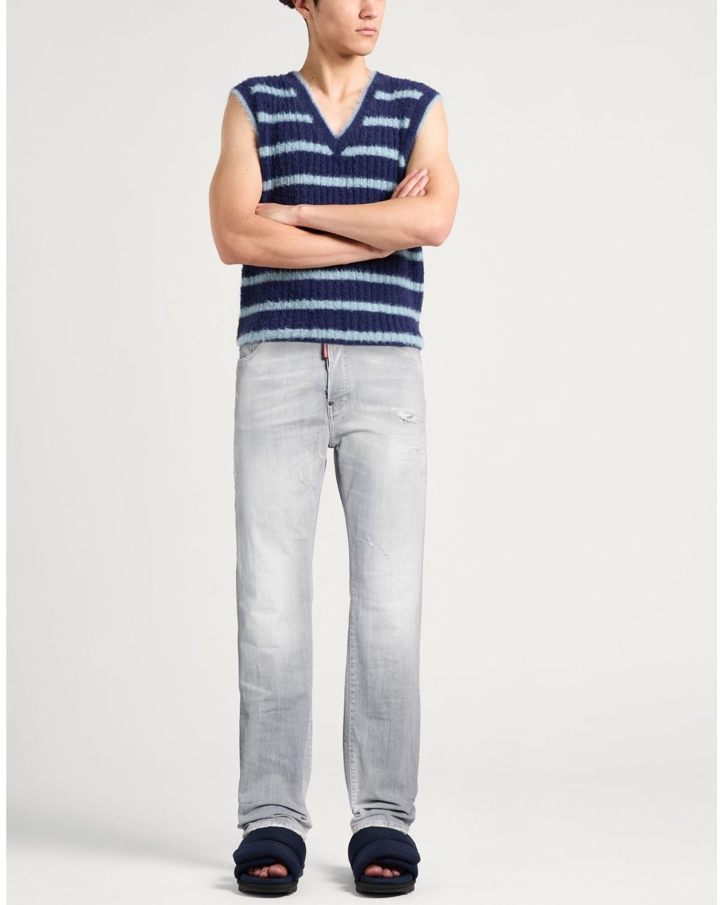 DSquared² Gray Jeans Cotton, Elastane, Cow Leather for men