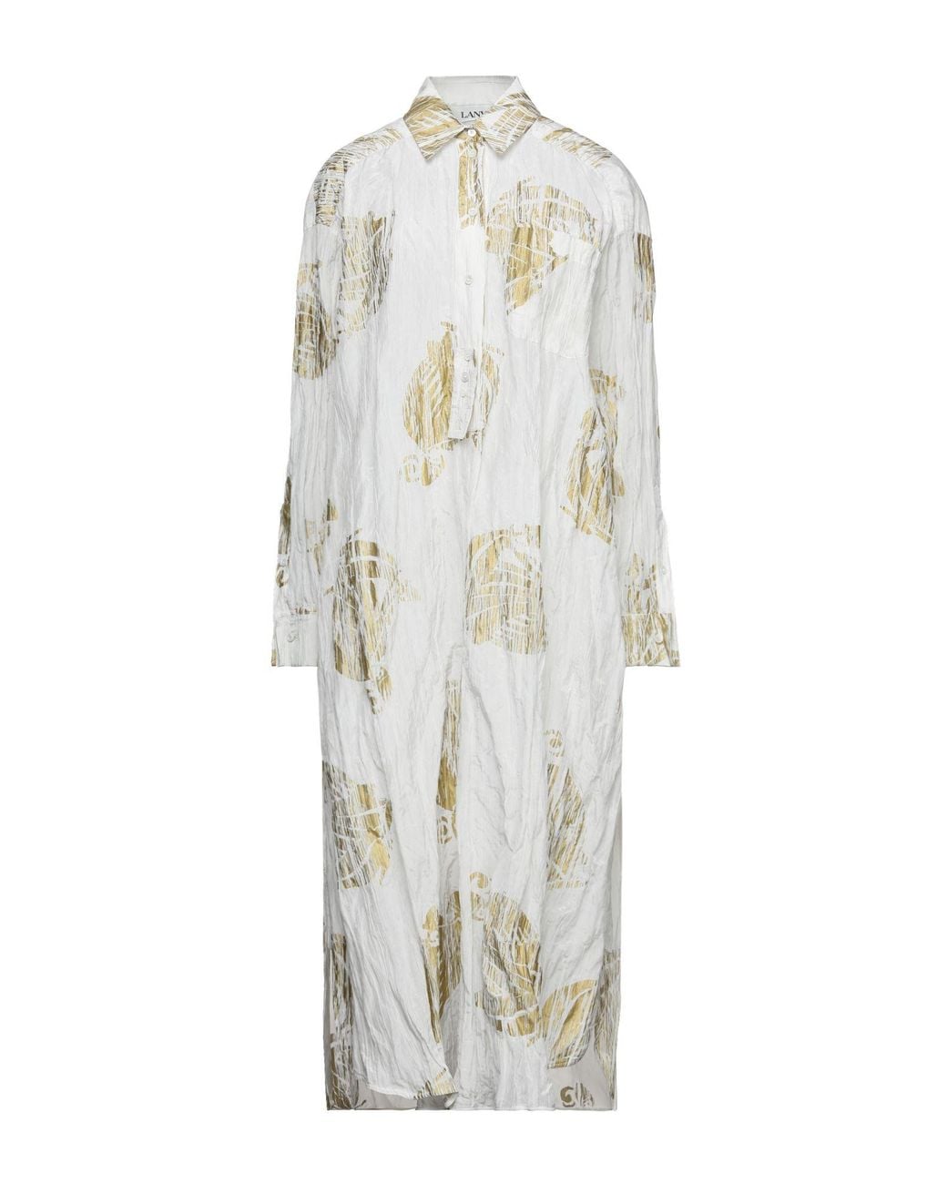 Lanvin White Midi Dress Cotton, Silk, Metal