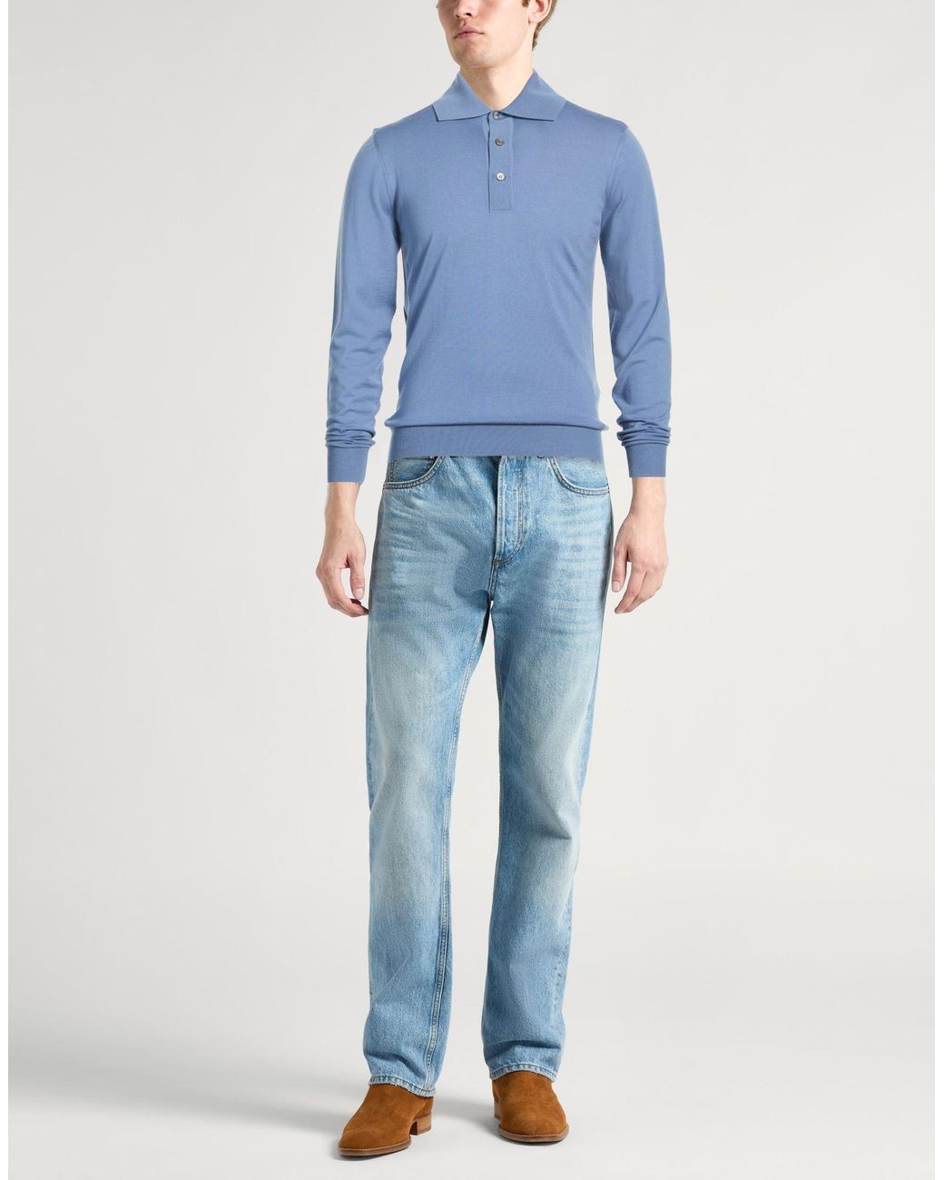 Dunhill Blue Slate Sweater Wool for men