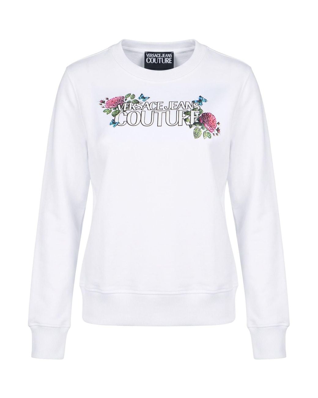 Versace Jeans Couture White Sweatshirt Cotton, Elastane