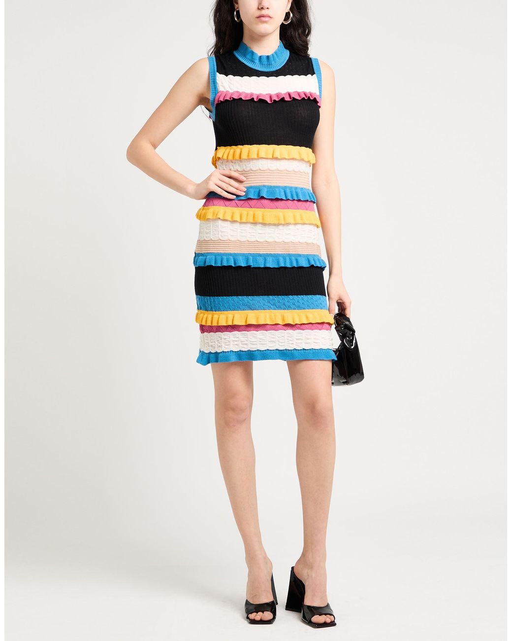 Boutique Moschino Blue Slate Mini Dress Virgin Wool, Polyamide, Elastane