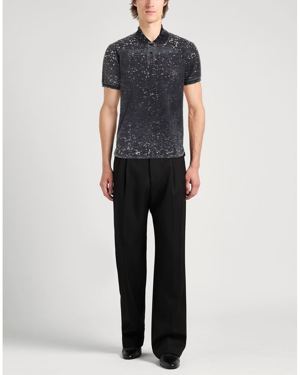 DIESEL Black Polo Shirt Cotton, Polyester for men