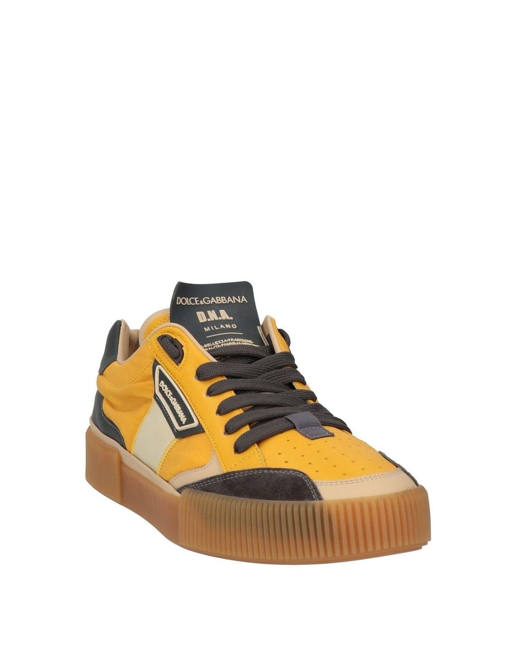 Dolce & Gabbana Yellow Sneakers Leather, Textile Fibers for men
