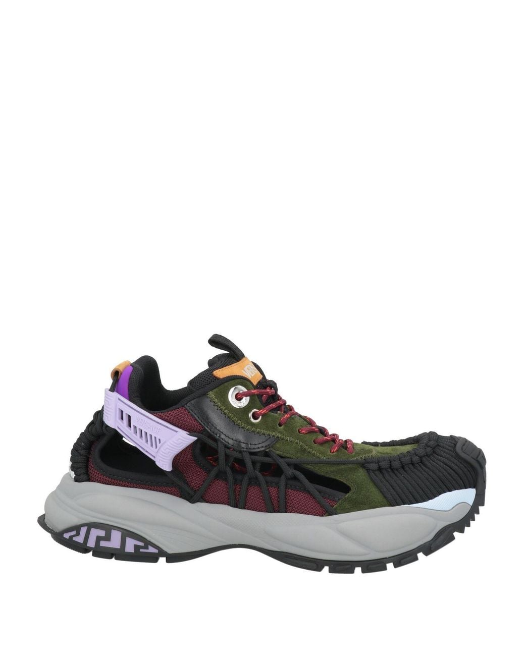 Versace Multicolor Military Sneakers Leather, Textile Fibers for men