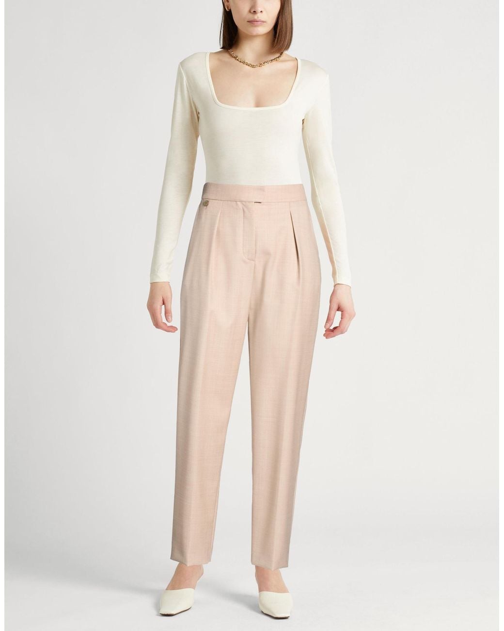 Agnona Natural Sand Pants Wool